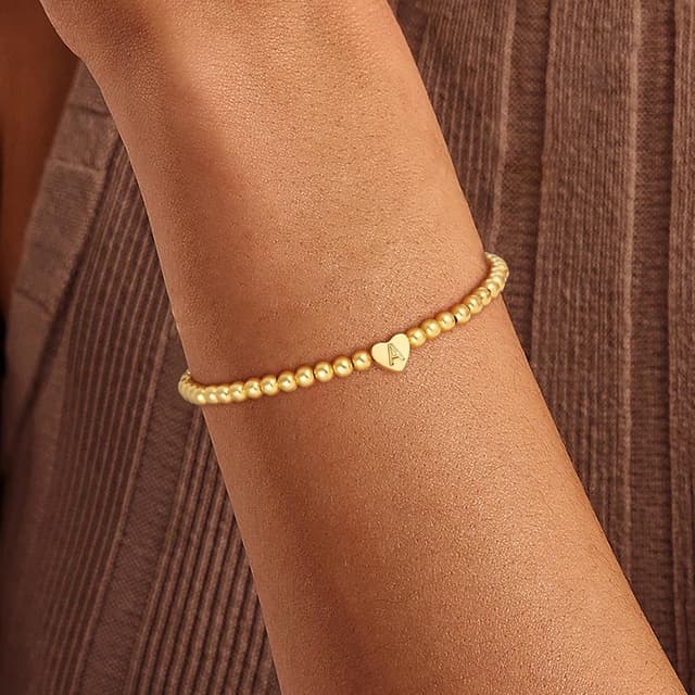 Detalle 2 de SLOONG Herz Armband für Damen in Gold/Silber (18K vergoldet) mit wählbarem Buchstaben