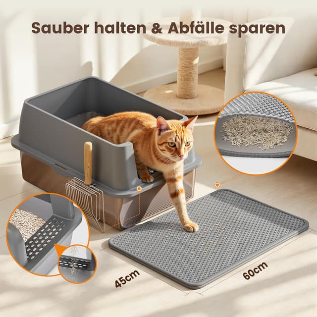 Detalle 2 de Katzenklo Edelstahl mit Deckel XL 60 x 40 x 40 cm