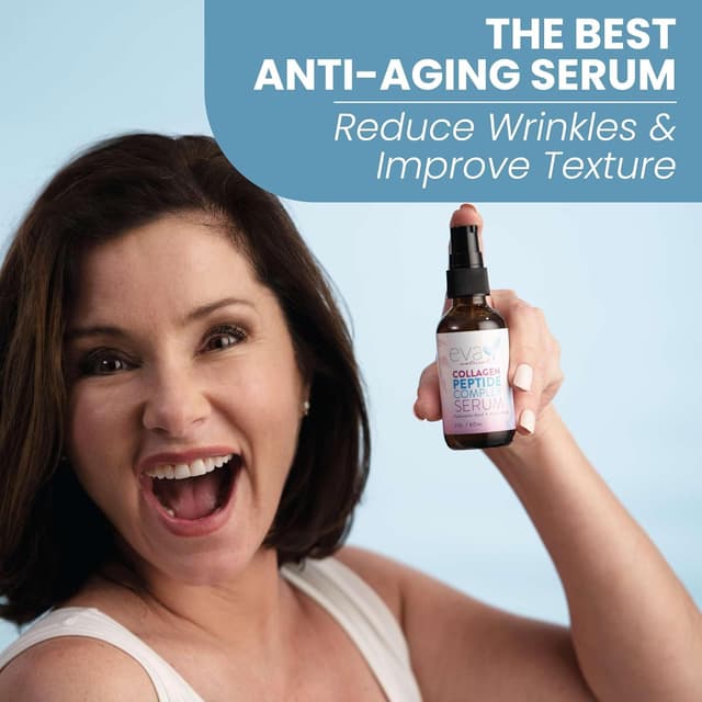 Detalle de Eva Naturals Multi Peptide Face Serum (2 oz, 2-Pack) — Anti-Aging Collagen Peptides, Fragrance-Free