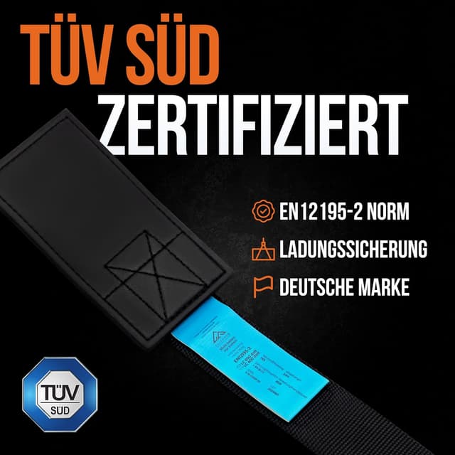 Detalle de CLIFORD Sicherheits-Spanngurt „Extra Breit“ 38 mm – Druckverteilender Zurrgurt nach EN12195-2