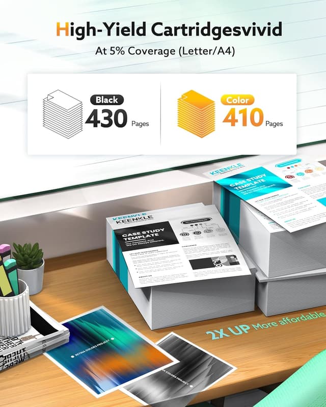 Detalle de KEENKLE PG-575XL & CL-576XL Patronen Multipack (575 Schwarz, 576 Farbe) für Canon Pixma TS/TR 2er-Pack