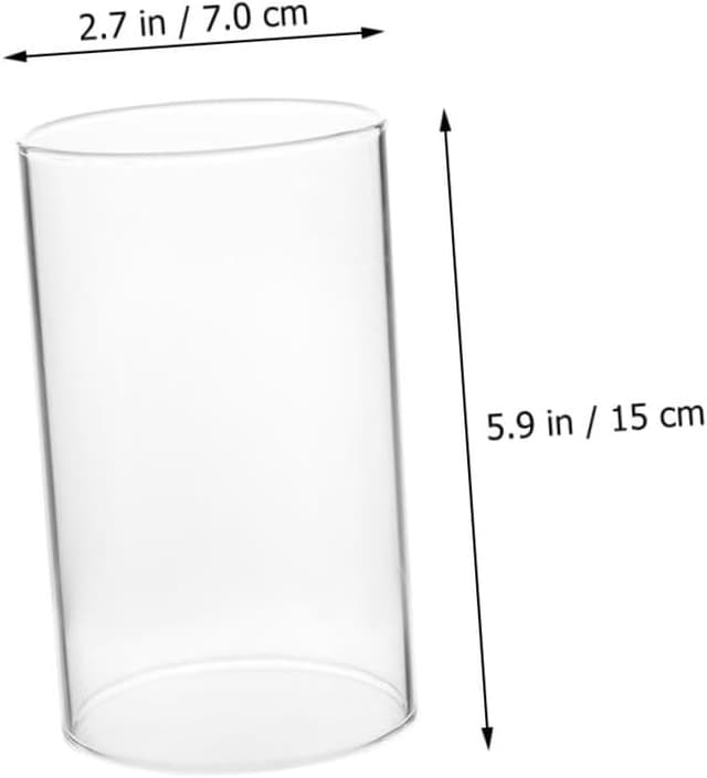 Detalle 2 de HOMSFOU 2er-Set zylindrische Glas-Kerzenhauben mit Windschutz für Stumpenkerzen (15×7 cm), transparent