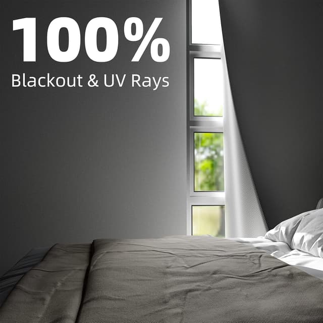 Detalle de NIGHTON Portable Blackout Curtains 40"×59" with Hook-and-Loop Tape Strips (Cuttable, 100% Blackout) – White