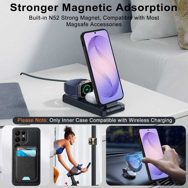 Detalle de XTCASE cover magnetica per Samsung Galaxy S26 Ultra 5G, custodia portafoglio in pelle PU flip 2-in-1 con chiusura magnetica, nero