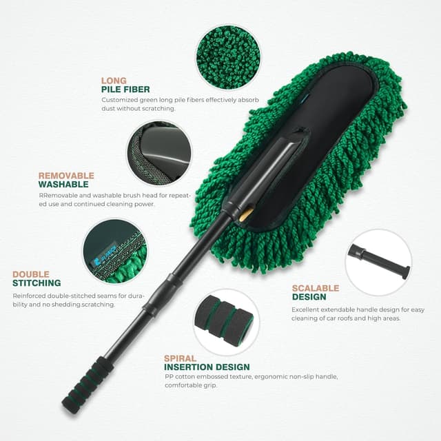 Detalle 2 de FLORICH Large Microfiber Car Duster Kit (Extendable) for Scratch-Free Exterior & Interior Cleaning