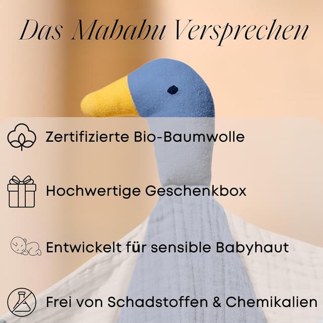 Thumbnail 4 de Mababu Schmusetuch Baby Musselin Ente 4-lagig