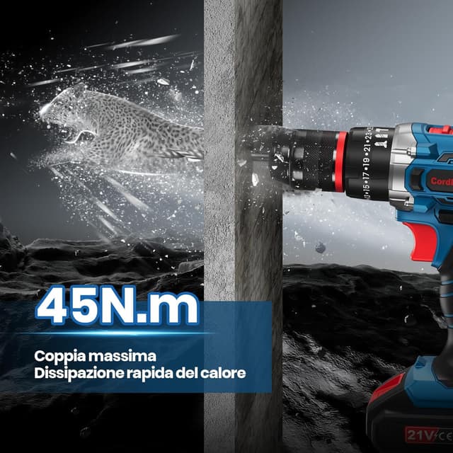 Thumbnail 1 de 21V Trapano a Batteria 45Nm