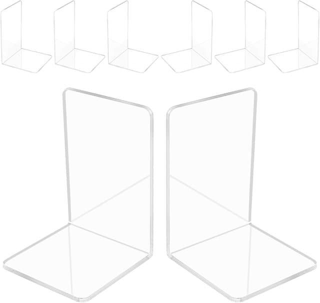 Detalle de Set da 8 fermalibri trasparenti grandi in acrilico (12×11,8×17,2 cm) rinforzati