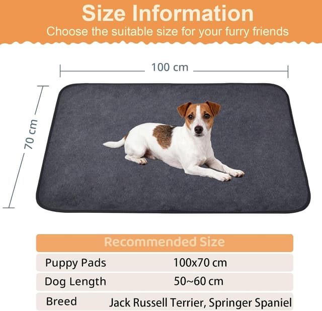 Detalle de PmakeEorT Inkontinenzunterlage für Hunde im 2er-Set, waschbar & wasserdicht, 100x70 cm