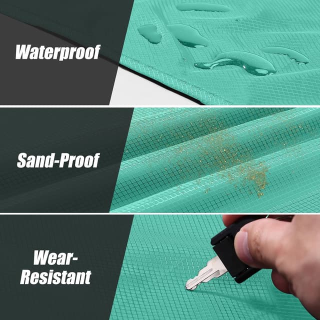 Detalle de Odoland tapis de plage en nano imperméable anti-sable 110 × 160 cm, vert clair
