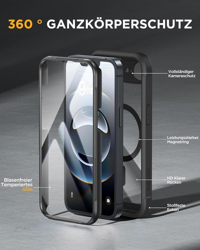 Detalle 2 de iPhone 17e Hülle 360° Schutz von Miracase