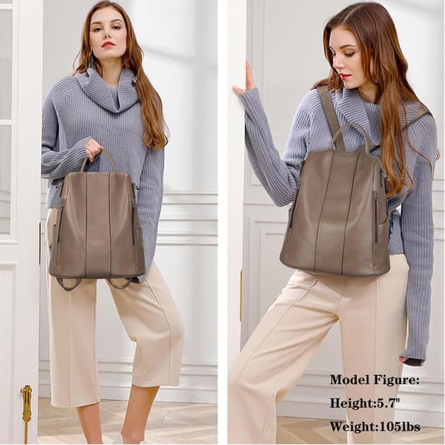 Detalle 2 de S-ZONE Women’s Backpack (leather, 9.7 inch tablet-ready) — daypack with convertible strap