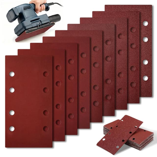 Detalle de 45-teiliges Schleifpapier-Set 93 x 185 mm mit Klett und 8 Löchern (Körnungen 60–1000)