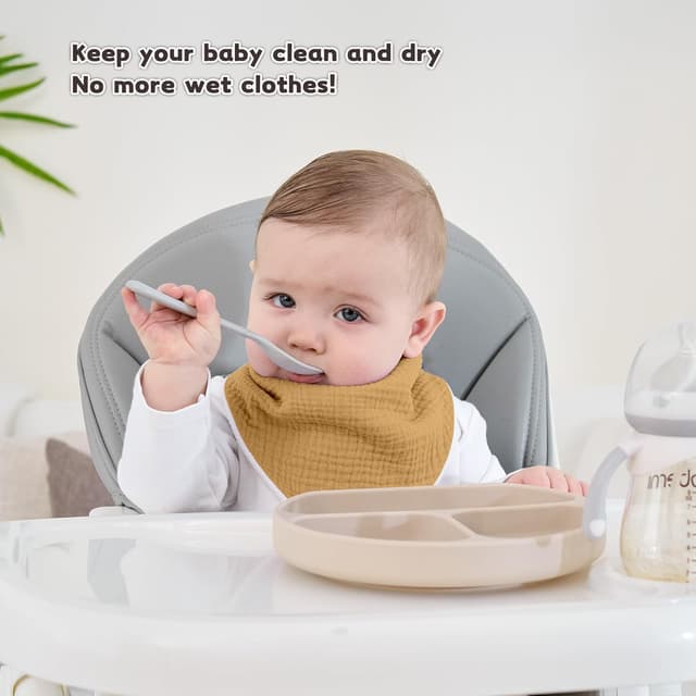 Detalle de Susurration Muslin Baby Drool Bibs (Triangle, Adjustable) – 6 Pack, Blue