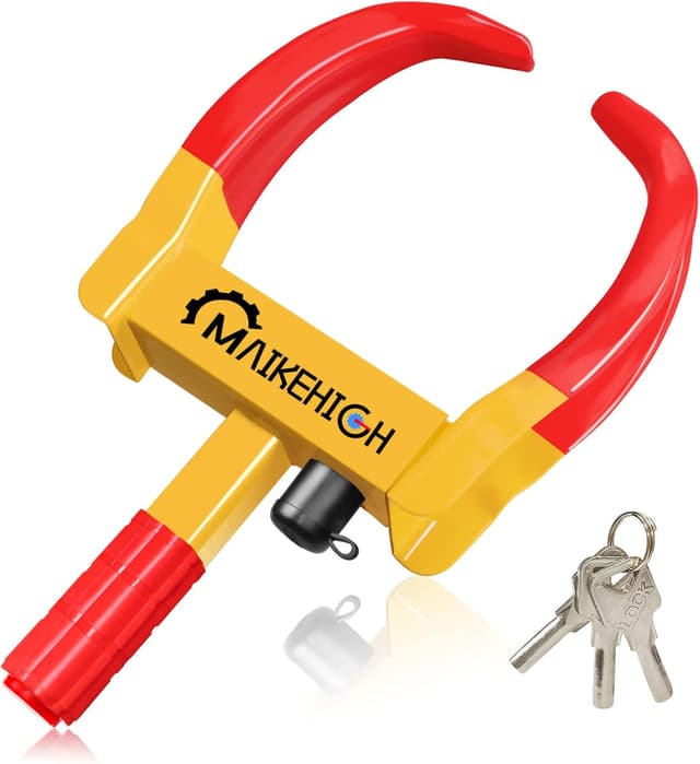 Detalle de MAIKEHIGH Sabot antivol de roue réglable (2 à 12,2 pouces) avec 3 clés pour voiture, caravane, remorque