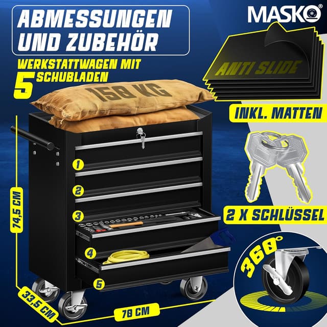 Thumbnail 1 de MASKO Werkstattwagen 5 Schubladen