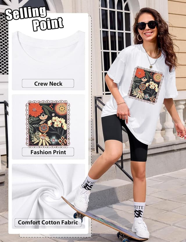 Detalle 1 de Xnova oversized graphic T-shirt for women