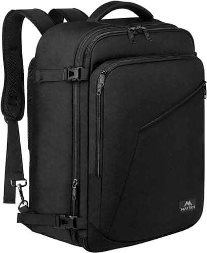 Detalle de MATEIN Mochila de cabina expandible para avión 50x35x20 cm (40 L) negra