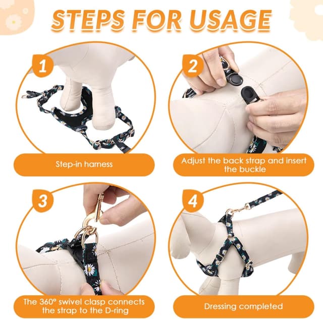 Thumbnail 6 de Eyein Small Dog Harness and Lead Set (Soft Mesh, Black, Size M)