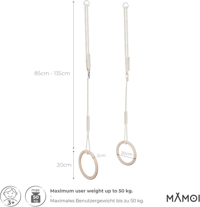 Detalle de MAMOI anelli ginnastica 50 kg legno