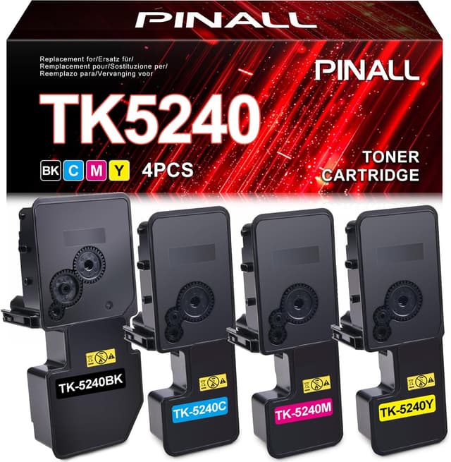 Detalle de PINALL TK-5240 kompatible Toner für Kyocera ECOSYS M5526cdw/M5526cdn & P5026cdn/P5026cdw – 4er-Pack mit Cyan, Magenta, Gelb & Schwarz