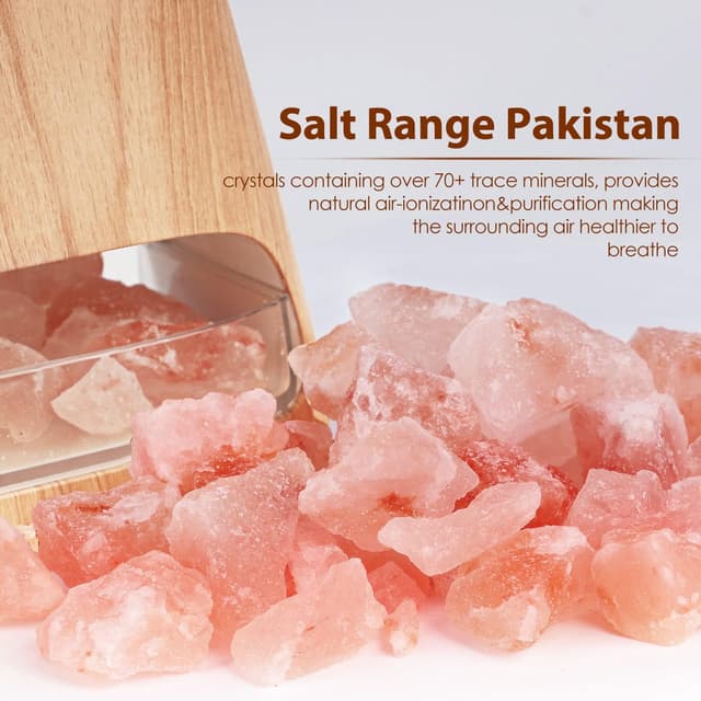 Detalle de SALKING 2-in-1 Aroma Diffuser & Salt Range Pakistan Lampe mit Flammeneffekt, 150 ml (Holz)