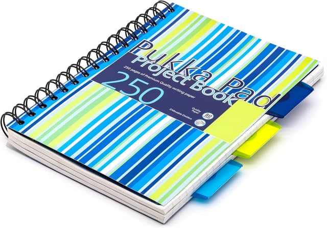 Thumbnail 6 de Pukka Pad A5 Striped Project Notebook 3-Pack (wirebound) with 8mm feint ruled paper and repositionable dividers