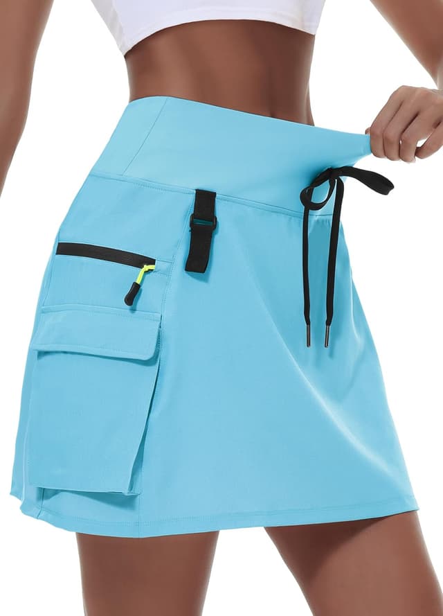 Detalle de MIVEI Women’s Hiking Cargo Skort with Zipper Pockets, Quick-Dry Anti-Chafe Inner Shorts & UPF 50+