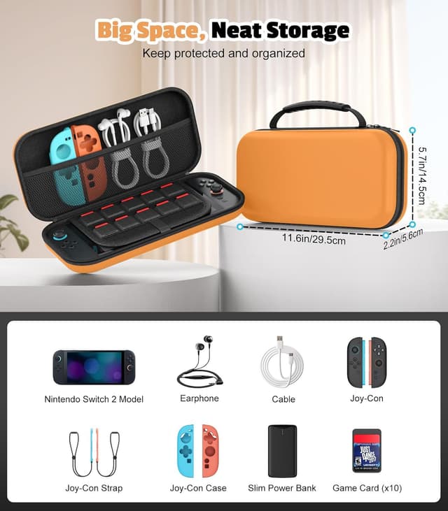 Detalle 2 de MoKo Tasche für Nintendo Switch 2 (2025) – Schutzhülle für 10 Spiele