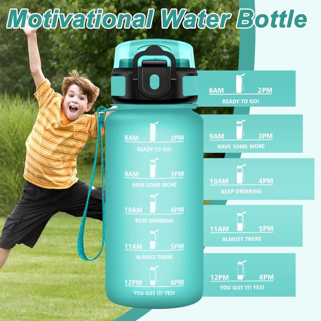 Detalle 2 de JAPORIA Borraccia 500 ml con cannuccia, marcatori temporali e tracolla