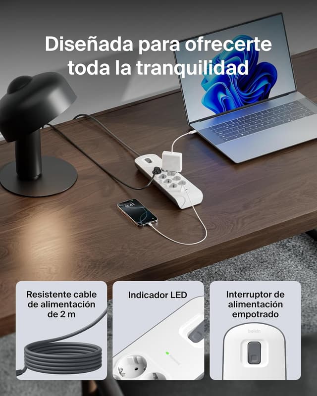 Thumbnail 5 de Belkin Regleta 8 tomas USB-A 2,4 A 2 m