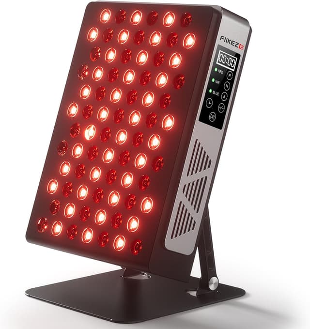 Detalle de FliKEZE Infrarotlampe mit 7 Wellenlängen, 78 LEDs (Tri- & Quad-Chip) und verstellbarem Ständer – Rotlichttherapie Panel