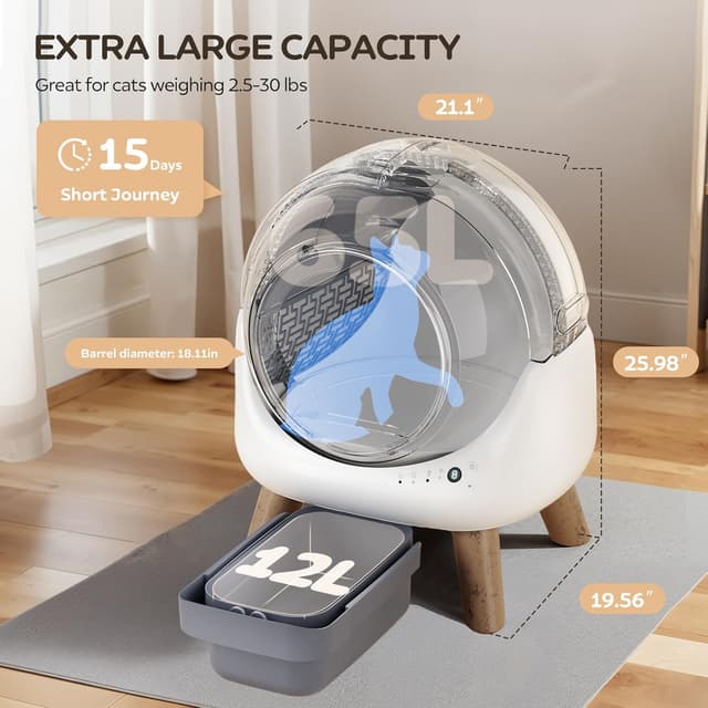 Thumbnail 1 de Self-Cleaning Cat Litter Box 12-inch Entrance