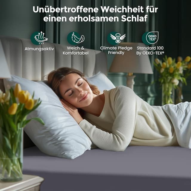 Thumbnail 2 de Utopia Bedding Spannbetttuch 120x200 cm Grau