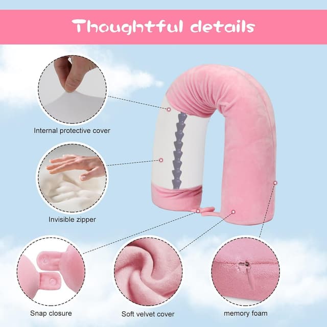 Detalle 1 de Travel neck pillow for flights, 3-piece set