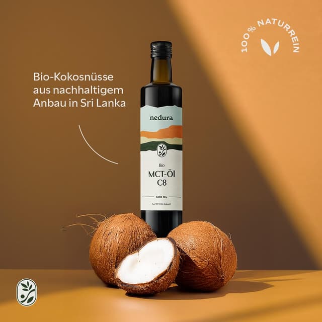 Detalle 2 de nedura BIO MCT-Öl C8 60% für Keto, 500 ml