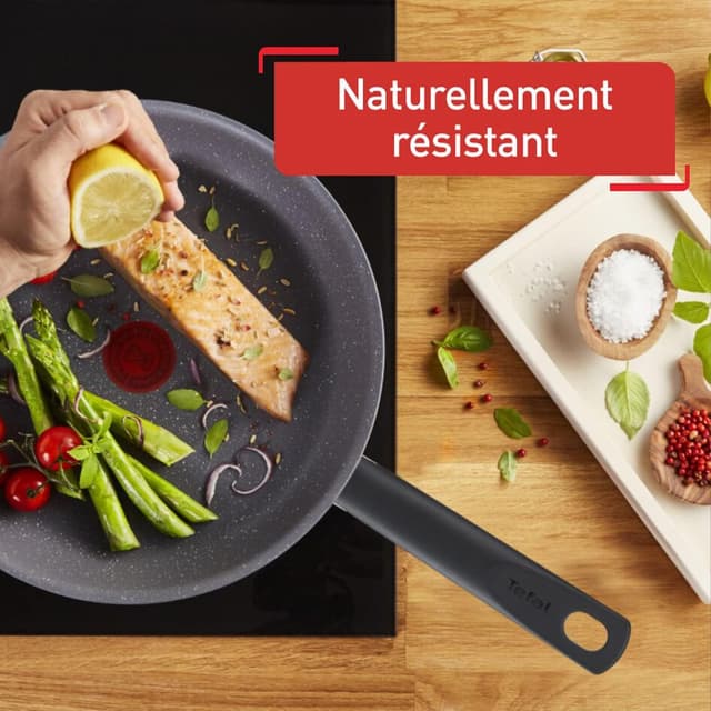 Detalle 2 de Tefal Poêle grill 26 cm pour induction Natural On E2444074 – revêtement antiadhésif Minéralia+ avec Thermo-Signal