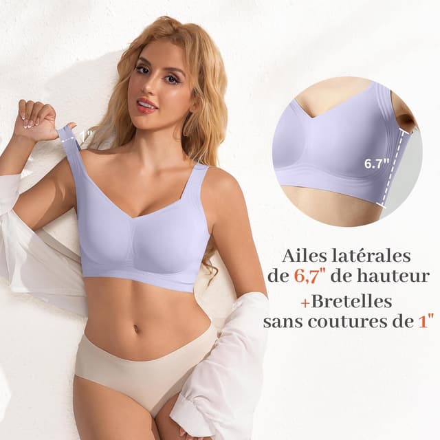 Detalle 2 de Fittingirls soutien-gorge sans armature grande taille, sans couture et bretelles réglables