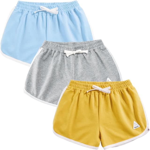 Detalle de Rolanko Mädchen Gym Kurze Hose aus Baumwolle – elastischer Bund mit Kordelzug, Sommer-Running-Shorts für Sport, Tanz & Yoga