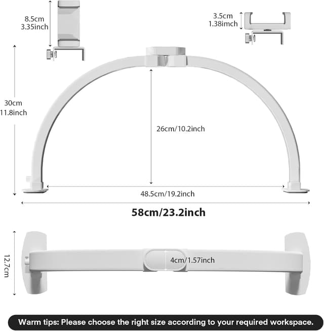 Detalle de Lampada Extension Ciglia 42W Half Moon Light con 364 LED e porta cellulare (bianco, 58 cm)