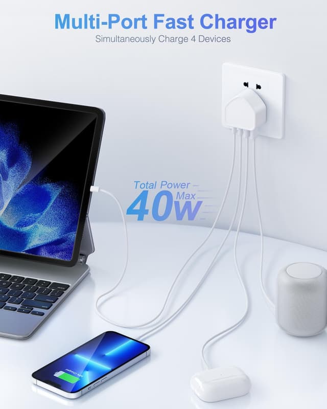 Detalle de Saqykan 40W Multi Charger USB C 4‑Port