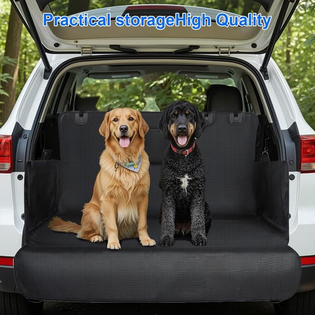 Detalle de HNCY Hundedecke Auto Kofferraum (Oxford, wasserdicht) mit Seiten- & Ladekantenschutz – 165 × 104 cm