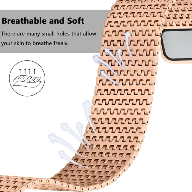 Detalle de Anlinser Magnetic Stainless Steel Apple Watch Strap (Rose Gold) for 42mm/41mm/40mm/38mm