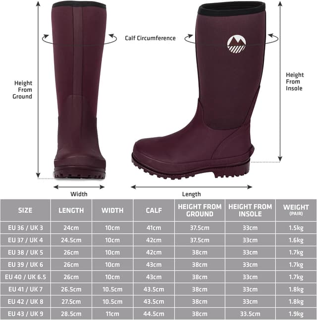 Thumbnail 6 de Lakeland Active Women's Rydal Neoprene Insulated Rubber Mucker & Yard Wellington Boots Warm Lined Fully Knee High Waterproof Wellies in Black, Moss Green, Navy Blue & Plum
Lakeland Active Women's Rydal Neoprene Insulated…