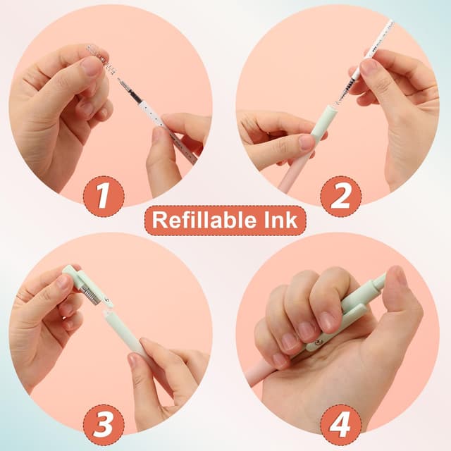 Detalle de FIOVER Gelstifte mit schwarzer Tinte, 0,7 mm mittlere Spitze (5 Stück) – glatt schreiben, schnell trocknend