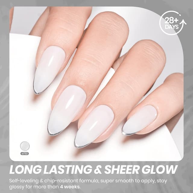 Detalle de beetles Neutral Gel Nagellack A732 – Milky White Jelly Gel Polish (15 ml), UV/LED, soak-off