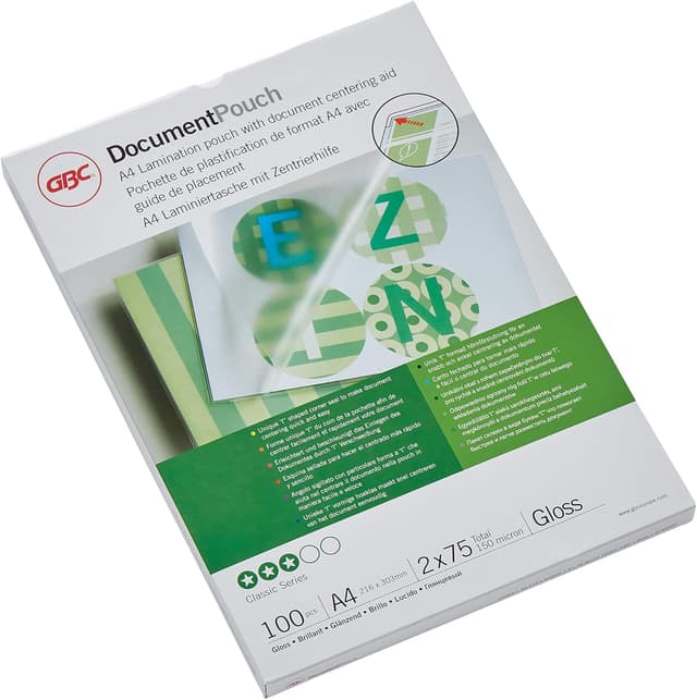 Detalle de GBC 3740400 – Lot de 100 pochettes brillantes A4