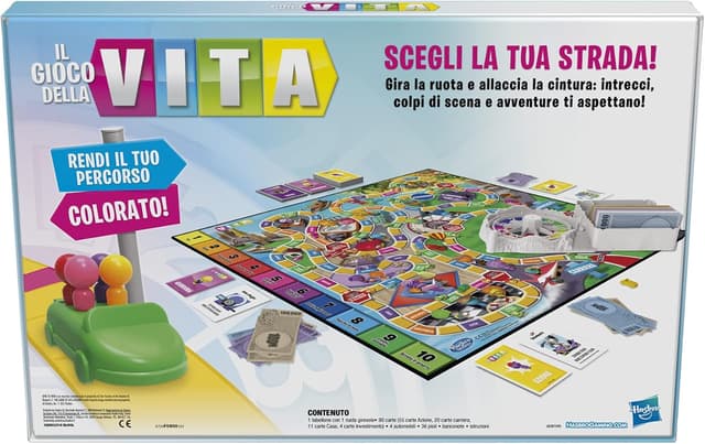 Detalle 1 de Hasbro Gaming Il Gioco della Vita, gioco da tavolo educativo per tutta la famiglia (2-4 giocatori, da 8 anni)