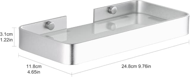Detalle de DUFU mensola bagno adesiva per doccia senza foratura in vetro temperato e alluminio spaziale (25 cm) argento