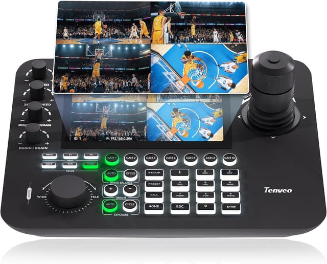 Detalle de Tenveo NDI PTZ Camera Joystick Controller (KB300PRO) with 7” Quad-Screen Preview